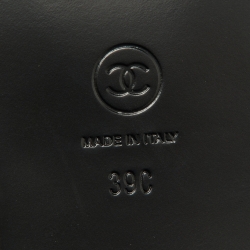 Pre Owned Chanel Black Leather Interlocking CC Mary Jane Flats Size 39