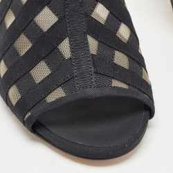 Chanel Black Mesh and Grosgrain CC Mules Size 37