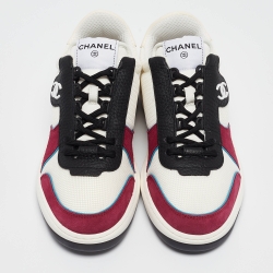 Pre Owned Chanel Multicolor Mesh and Suede CC Low Top Sneakers Size 39