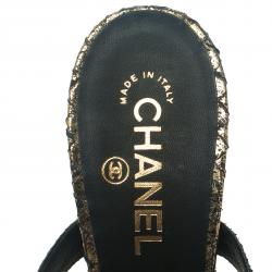 Chanel Metallic Gold Python Ankle Strap Platform Sandals Size 41