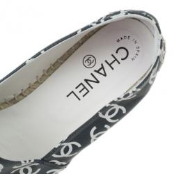 مملوكة مسبقًا Chanel Black CC Leather Espadrilles Size 38