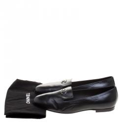 Pre Owned حذاء سموكينغ سليبرز شانيل جلد أسود CC مقاس 39.5