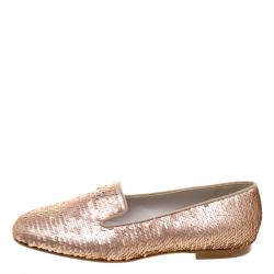 مملوك�ة مسبقًا Chanel Two Tone Sequined CC Smoking Slippers Size 38.5