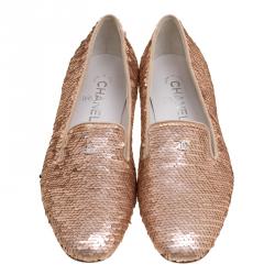 مملوكة مسبقًا Chanel Two Tone Sequined CC Smoking Slippers Size 38.5