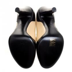 Pre Owned Chanel Two Tone Leather Open Toe CC Pumps Size 40.5