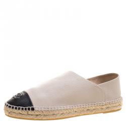 Pre Owned حذاء إسبادريل شانيل  مقدمة CC جلد مونوكرومي مقاس 40