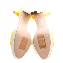 Chanel Canary Yellow Leather Open Toe Ankle Strap Sandals Size 40