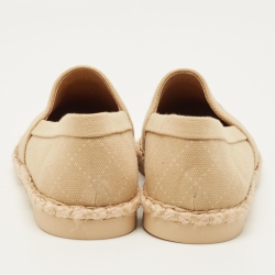 مملوكة مسبقًا Chanel CC Size 36 Beige Canvas and Metal Cap Toe Espadrille Flats