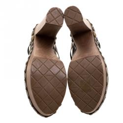 Pre Owned Chanel Black Leather Platform Wooden Clogs Size 40