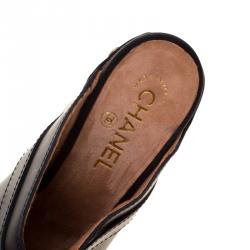 Pre Owned Chanel Black Leather Platform Wooden Clogs Size 40