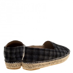 Pre Owned Chanel Black and Grey Checkered Felt CC Espadrilles Size 39