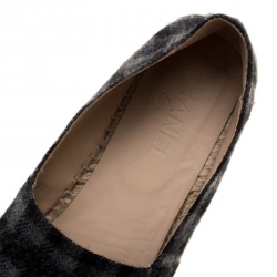Pre Owned Chanel Black and Grey Checkered Felt CC Espadrilles Size 39