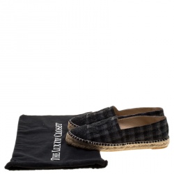 Pre Owned Chanel Black and Grey Checkered Felt CC Espadrilles Size 39