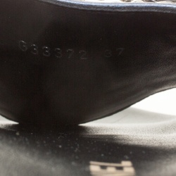 مملوكة مسبقًا Chanel Dark Blue Glitter Finish Leather Tropiconic Chain Detail Slides Size 37