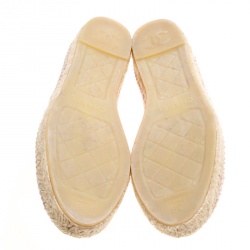 Pre Owned Chanel Blush Pink Leather CC Espadrilles Size 38