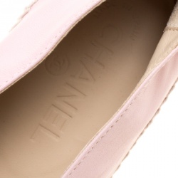 Pre Owned Chanel Blush Pink Leather CC Espadrilles Size 38
