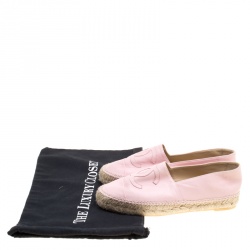 Pre Owned Chanel Blush Pink Leather CC Espadrilles Size 38
