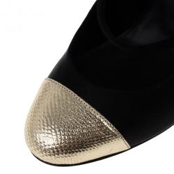 Pre Owned Chanel Black Satin Pearl Flower Mary Jane Pumps Size 37