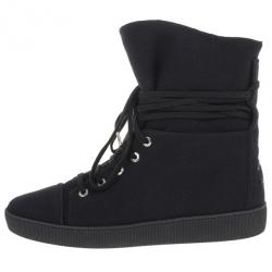 Pre Owned Chanel Black High Top Wedge Sneakers Size 39
