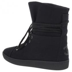 Pre Owned Chanel Black High Top Wedge Sneakers Size 39