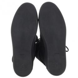 Pre Owned Chanel Black High Top Wedge Sneakers Size 39