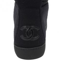 Pre Owned Chanel Black High Top Wedge Sneakers Size 39