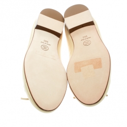 مملوكة مسبقًا Chanel Gold Leather CC Cap Toe Bow Ballet Flats Size 39