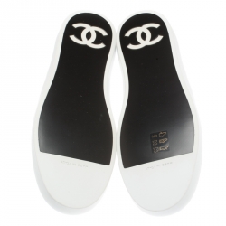 Pre Owned Chanel Monochrome Leather Slip On Sneakers Size 39.5