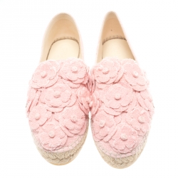 مملوكة مسبقًا حذاء إسبادريلز شانيل كاميليا CC كانفاس وردي