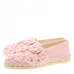 مملوكة مسبقًا حذاء إسبادريلز شانيل كاميليا CC كانفاس وردي