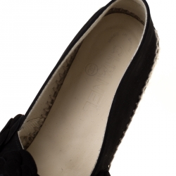 Pre Owned Chanel Black Suede CC Camellia Espadrilles Size 40