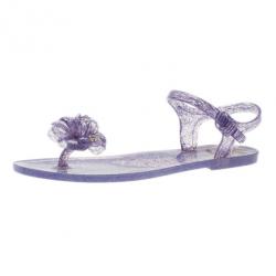 Pre Owned Chanel Purple Jelly Camellia Flower Sandals Size 40