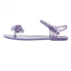 Pre Owned Chanel Purple Jelly Camellia Flower Sandals Size 40