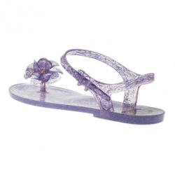 Pre Owned Chanel Purple Jelly Camellia Flower Sandals Size 40