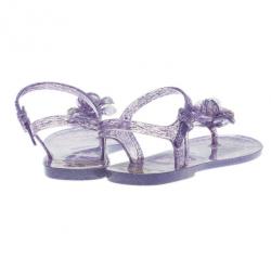 Pre Owned Chanel Purple Jelly Camellia Flower Sandals Size 40