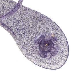 Pre Owned Chanel Purple Jelly Camellia Flower Sandals Size 40
