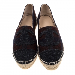 Pre Owned  حذاء إسبادريلز شانيل CC قماش مزيج صوف متعدد الألوان مقاس 39