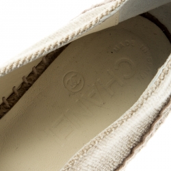 Pre Owned Chanel Beige And Black Canvas Sequins CC Espadrilles Size 35