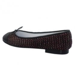 مملوكة مسبقًا Chanel Red Tweed Cap Toe Ballet Flats Size 37
