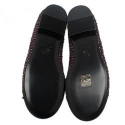 مملوكة مسبق ًا Chanel Red Tweed Cap Toe Ballet Flats Size 37