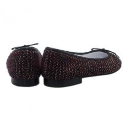 مملوكة مسبقًا Chanel Red Tweed Cap Toe Ballet Flats Size 37