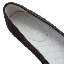 مملوكة مسبقًا Chanel Red Tweed Cap Toe Ballet Flats Size 37