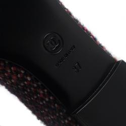 مملوكة مسبقًا Chanel Red Tweed Cap Toe Ballet Flats Size 37