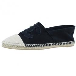 مملوكة مسبقًا Chanel Black Denim Canvas Espadrilles Size 39
