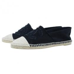 مملوكة مسبقًا Chanel Black Denim Canvas Espadrilles Size 39