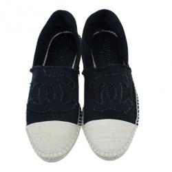 مملوكة مسبقًا Chanel Black Denim Canvas Espadrilles Size 39