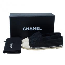 مملوكة مسبقًا Chanel Black Denim Canvas Espadrilles Size 39