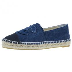 Pre Owned Chanel Blue Denim Canvas Espadrilles Size 40