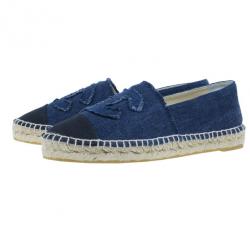 Pre Owned Chanel Blue Denim Canvas Espadrilles Size 40