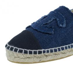 Pre Owned Chanel Blue Denim Canvas Espadrilles Size 40